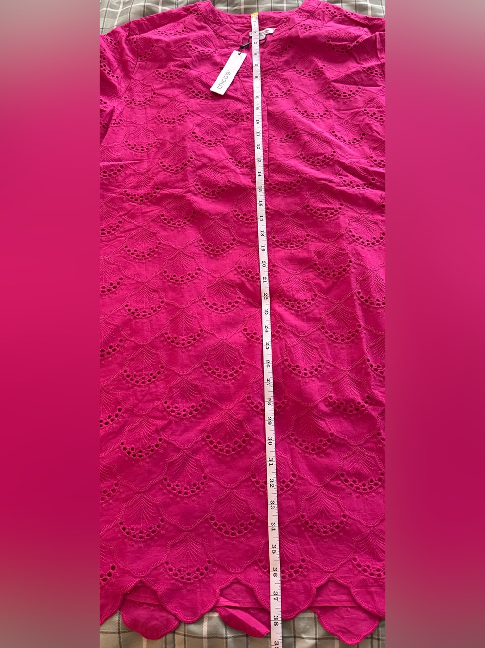 NWT Chico's Fuchsia Eyelet Shift Dress - Picture 7 of 8